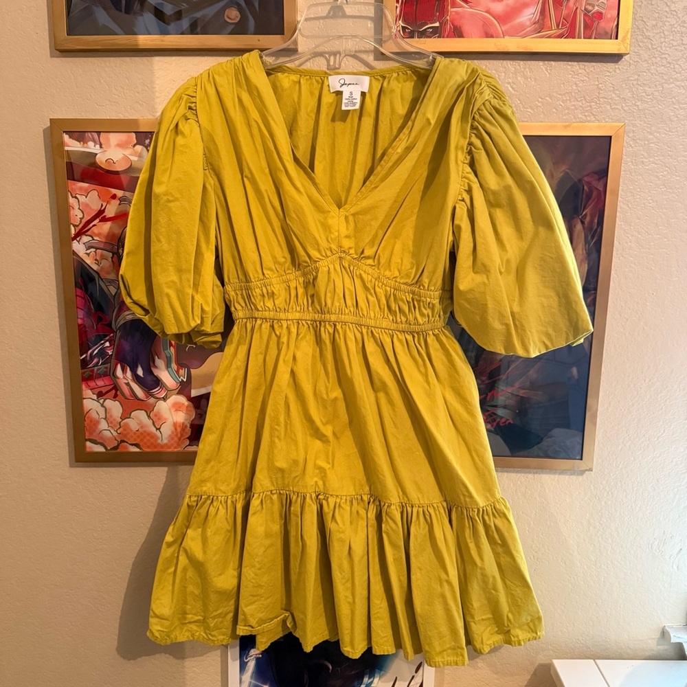 Yellow Puff Sleeve Dress